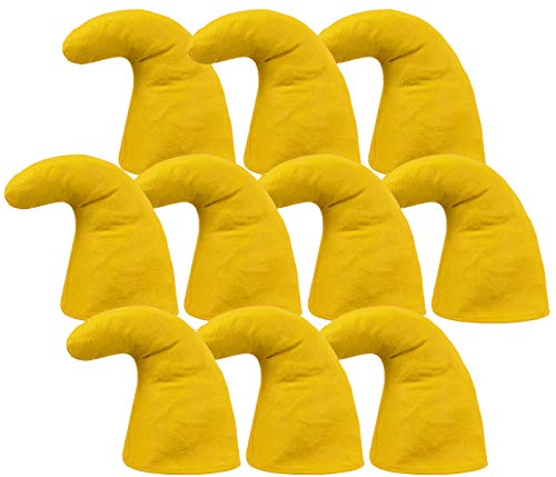Alsino 10 Stück Zwergenmützen Zwergenmütze für Erwachsene Wichtelmütze Zwerg Kostüm Karneval Elfenmütze Zwergen Zipfelmützen (10er Paket), Gelb von Alsino
