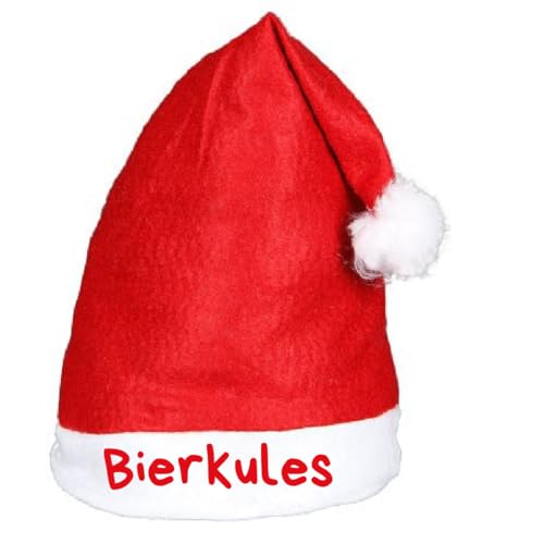 Alsino Bierkules Weihnachtsmütze Nikolausmütze mit Spruch Sprüche Lustig - Weihnachtsmann Mütze rot mit Bommel Weihnachtsfeier Xmas Christmas Nikolaus von Alsino