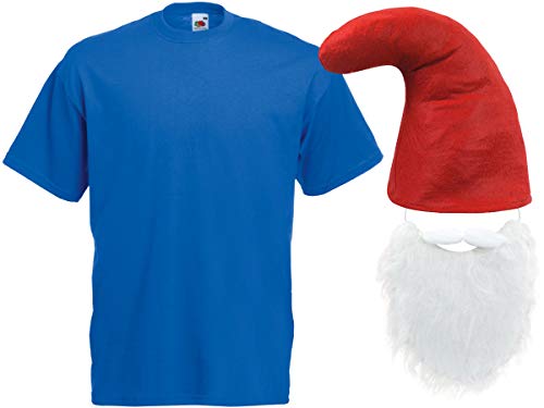 Alsino Schlumpf Kostüm Papa Schlumpf Verkleidung (Kv-139) blaues T-Shirt rote Zwergenmütze und Bart, Größe wählen:S von Alsino