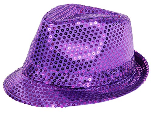 Alsino Clubstyle Partyhut Trilby Hut Blink Fedora Bogart Glitzerhut Glitter, Farbe wählen:TH-60 lila von Alsino