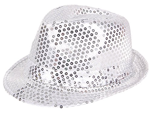 Alsino Clubstyle Partyhut Trilby Th-57 Silber Hut Blink Fedora Bogart Glitzerhut Glitter von Alsino