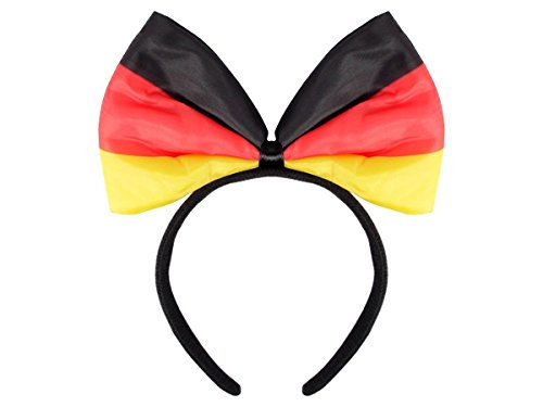 Alsino Deutschland Haarreifen Haarreif Schleife Accessoire Fußball Fanartikel EM WM Public Viewing Fliege - Perfekt für Damen - Schwarz rot gold - Unigröße - Flexibel & bequem von Alsino