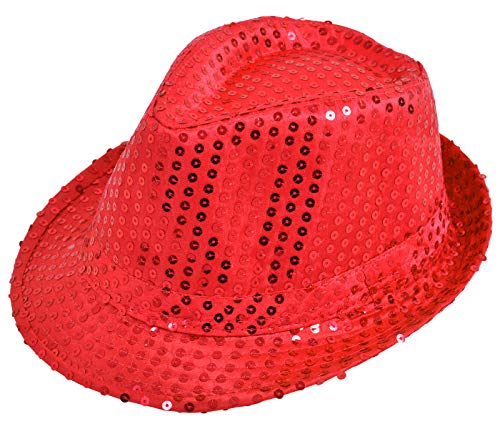 Alsino Fasching Hut mit Pailletten Glitzerhut (Th-58) - Farbe: rot - Kopfumfang: 58 cm Trilby von Alsino