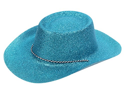 Alsino Glitzer Disco Cowboy Hut Partyhut Glitzerhut mit Kordel, Variante wählen:CW-55 Glitzer blau von Alsino