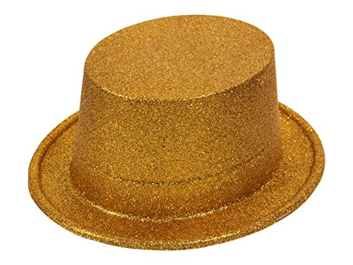 Alsino Glitzer Hut Zylinderhut Zirkus Partyhut Karneval Fasching aus Kunststoff - für Erwachsene, Höhe des Zylinder: 11 cm - Glitzerhut für Damen und Herren (ZH-03 Glitzer golden) von Alsino