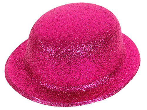 Alsino Glitzerhut Melone Partyhut für Karneval & Fasching - Melonen-Hut glitzernd, Faschingshut für Damen & Herren - Kopfumfang: 57 cm (MEL-08 Glitzer pink) von Alsino