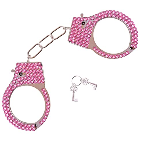 Alsino Handschellen Strass Rosa - mit Schlüsseln - Handcuffs Kostüm Handfesseln Hand-Schellen Erwachsene Handschelle Karneval Fasching Verkleidung Mottoparty von Alsino