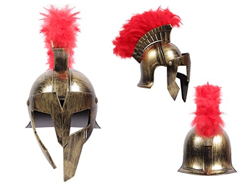 Alsino Helm Römer Sparta Spartacus Antik Achilles Theater Troja Trojahelm Kopfbedeckung Kriegerhelm, Variante wählen:HEL-03 Gold lang von Alsino