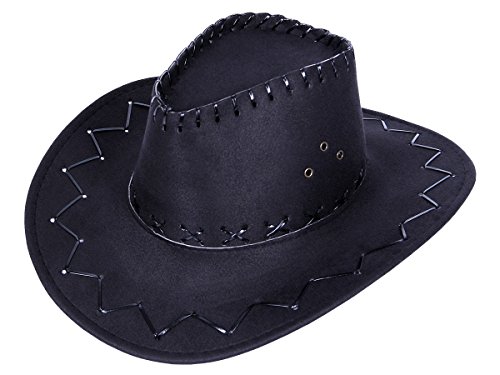 Alsino Kinder Cowboyhut in schwarz - Westernhut Jungen Mädchen Cowboy Kostüm Verkleidung Karneval, Original Wildleder Optik Modell 06a von Alsino