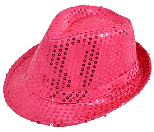 Alsino Pailletten Hut Glitzerhut Bogart Trilby (Th-55) pink - Faschingshut für Männer und Damen von Alsino