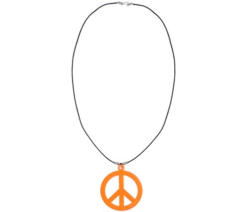 Alsino Peacekette Hippie Halskette Accessoires Kostüm Peace Zeichen Karneval Mottoparty Schmuck Hippiekette Friedenszeichen Neon (orange) von Alsino