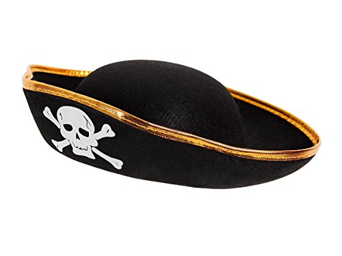 Alsino Piratenhut Kinder Seeräuber Totenkopf Hut Piratenparty Kostüm, wählen:PH-06 schwarz gold von Alsino