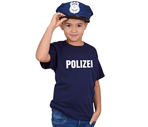 Alsino Polizei Kostüm Kinder T Shirt mit Polizeimütze Jungen Outfit Verkleidung Kostüm Fasching Karneval Geburtstag (Größe 104) von Alsino