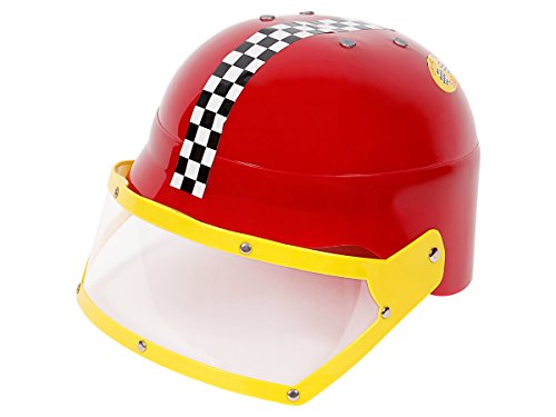 Alsino Kinder Rennfahrerhelm Racing Racer Spielzeug Rennfahrer Helm (Hf-04) - Farbe: rot, mit Visier, klare Sicht, verstellbar von Alsino