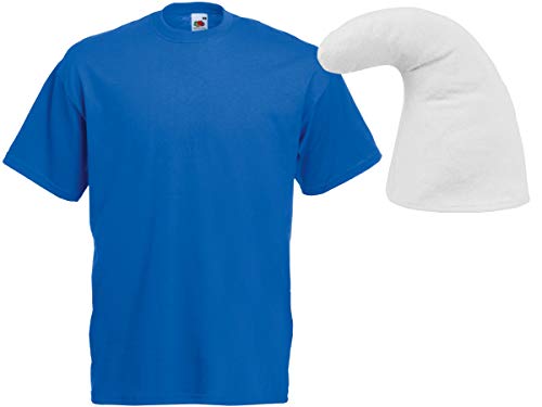 Alsino Schlumpf Kostüm Schlümpfe Verkleidung (Kv-136) mit blauem T-Shirt und weißer Zwergenmütze, Größe wählen:3XL von Alsino