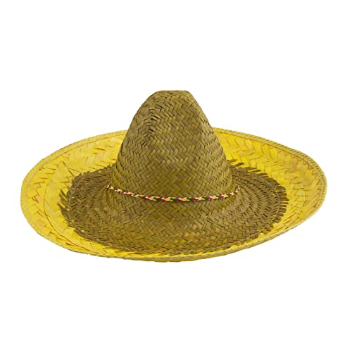 Alsino Sombrero Hut Mexikanerhut Strohhut Mexiko-Hut Mexikaner Partyhut Fasching Karneval Sommerhut Strandhut Mexicano Kostüm Herren Damen, Farbe wählen:gelb von Alsino