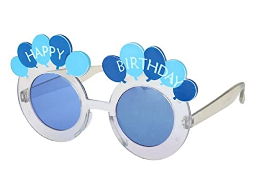 Alsino Sonnenbrille Herzbrille Fun-Brille Party Brille Photo-Booth Hippie, Einheitsgröße für Damen und Herren – (F-010) Happy Birthday blau von Alsino