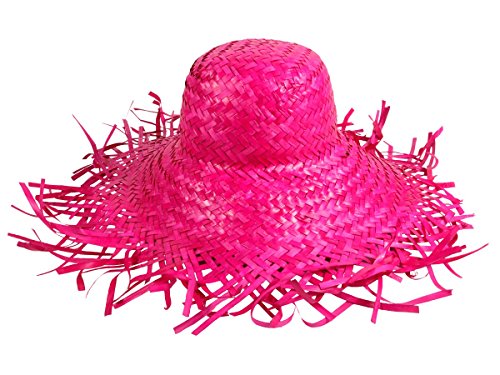 Alsino Strohhut Hawaii Hut Beachhut Partyhut Uni-Farben, 55 cm Außenumfang, Stranddeko, Hawaii-Deko, Beach-Deko, Halloween, Vogelscheuche, Verkleidung (SH-26 pink) von Alsino