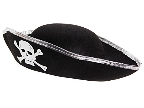 Alsino Totenkopf Piratenhut für Erwachsene Seeräuber Pirat Hut Piratenparty Piratenkostüm ph-01 Farbe: schwarz silber von Alsino