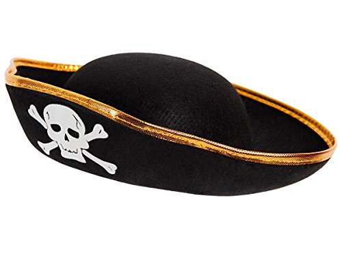 Alsino Totenkopf Piratenhut für Erwachsene Seeräuber Pirat Hut Piratenparty Piratenkostüm Ph-02 schwarz gold von Alsino