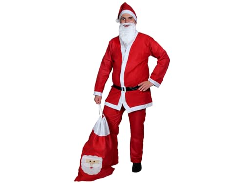 Alsino Weihnachtsmannkostüm für Erwachsene mit Geschenksack (KV-73b) - Rot & Weiß - Kostüm Weihnachtsmann Weicher Filz für Weihnachtsfeiern & Events - Perfekte Verkleidung Weihnachten von Alsino