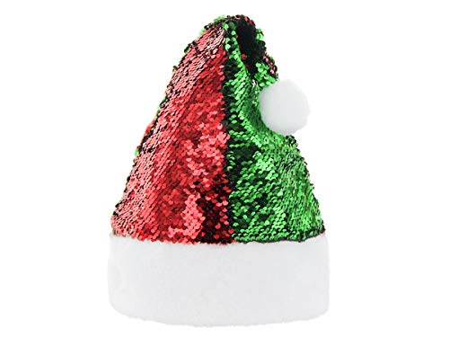 Alsino Weihnachtsmütze Glitzer Santa Nikolausmütze grün-rot (wm-122) Ø 18 cm mit Pailletten Wendepailletten für Damen und Herren von Alsino