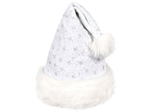 Alsino Weihnachtsmütze Santa Hat Erwachsene Nikolausmützen Weihnachtsmann Mützen kuschelweich mit Bommel, Weiß Glitzer von Alsino