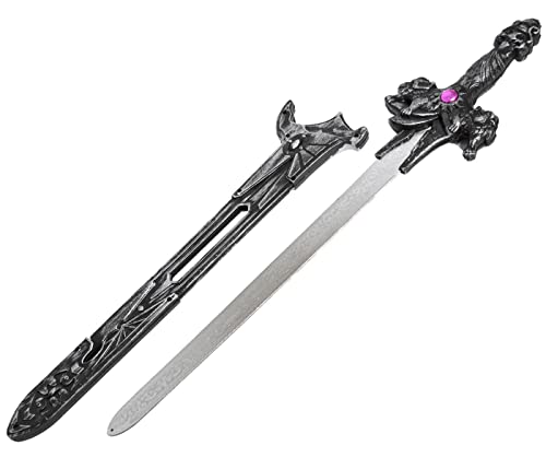 Alsino Zaubererschwert Ritterschwert mit Schwertscheide für Kinder Kinderspielzeug Karnevalskostüm Faschingskostüm (Silber) von Alsino
