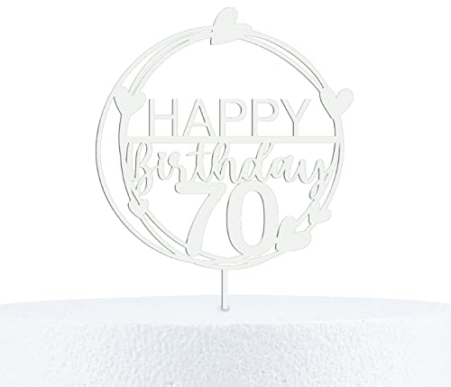 Alsino Happy Birthday Cake Topper Geburtstag 18-90 Jahre Kuchendeko aus Holz oder Acryl - 15, 20 & 25 cm Höhe, 70 Jahre, Acrylglas -15 cm von Alsino