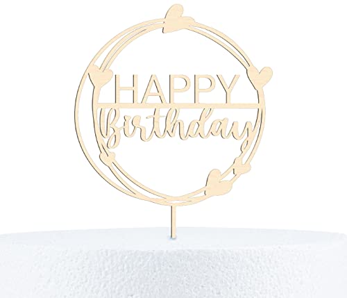 Happy Birthday Cake Topper Geburtstag 18-90 Jahre Kuchendeko aus Holz oder Acryl - 15, 20 & 25 cm Höhe, Happy Birthday, Birke Multiplex-20 cm von Alsino