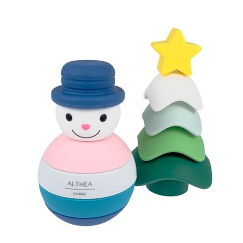 Althea Living - Organisches Silikon Weihnachtsset | Stapelbarer Schneemann & Weihnachtsbaum | Fördert Motorik und Farbwahrnehmung | Sicher & Ungiftig, Silikon von Althea Living