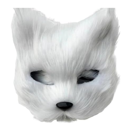 Altsuceser Tier Fuchs Wolf Maske Halloween Ostern Cosplay Kostüme Requisiten Maskerade Kostüm Weiß von Altsuceser