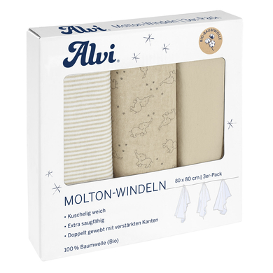 Alvi® Molton-Windeln 3er Pack Starfant 80 x 80 cm von Alvi