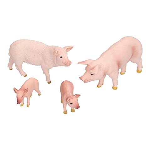 Alvinlite 4-teiliges Bauernhof-Schwein-Modell-Figuren-Spielzeug-Set, Scheunen-Bauernhof-Schwein-Familienfiguren-Sammlung, Spielset, Vorschule, Wissenschaft, Bildung, Lernen, kognitive von Alvinlite