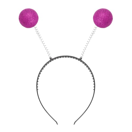 Alvivi Alien Haarreif Glitzer Kopfschmuck mit 2 runden schwingenden Bällen Disco Kugeln Accessoire Zubehör Karneval Fasching Mottoparty Hot Pink Einheitsgröße von Alvivi