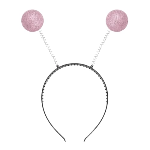 Alvivi Alien Haarreif Glitzer Kopfschmuck mit 2 runden schwingenden Bällen Disco Kugeln Accessoire Zubehör Karneval Fasching Mottoparty Rosa Einheitsgröße von Alvivi