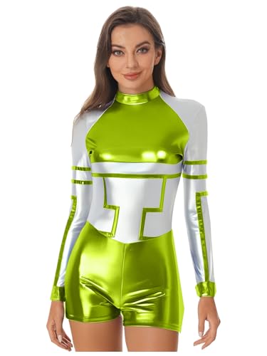 Alvivi Damen Alien Kostüm Weltraum Astronauten Kostüm Langarm Bodysuit Metallic Body Overall Space Girl Outfits Rave Party Clubwear Leuchtendes Grün M Alvivi Damen Alien Kostüm Weltraum Astronauten Kostüm Langarm Bodysuit Metallic Body Overall Space Girl Outfits Rave Party Clubwear Leuchtendes Grün M von Alvivi