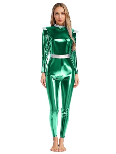 Alvivi Damen Alien Kostüm Weltraum Astronauten Kostüm Metallic Space Girl Outfits Glänzend Overall Jumpsuit Halloween Karneval Fasching Grün L Alvivi Damen Alien Kostüm Weltraum Astronauten Kostüm Metallic Space Girl Outfits Glänzend Overall Jumpsuit Halloween Karneval Fasching Grün L von Alvivi