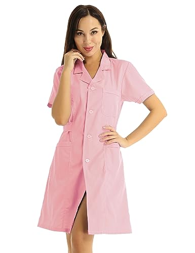 Alvivi Damen Krankenschwester Kostüm Doktor Arzt Kostüm Ärztin Mantel Uniform Halloween Kostüm Cosplay Karneval Fasching Verkleidung B Rosa M von Alvivi