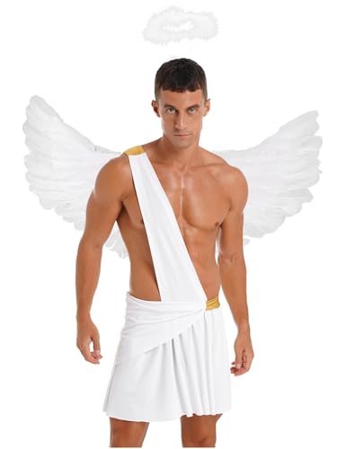 Alvivi Herren Engelskostüm Griechische Gott Kostüm mit Engelsflügel Heiligenschein Krippenspiel Kostüm Halloween Karneval Fasching Mottoparty Weiß S Alvivi Herren Engelskostüm Griechische Gott Kostüm mit Engelsflügel Heiligenschein Krippenspiel Kostüm Halloween Karneval Fasching Mottoparty Weiß S von Alvivi