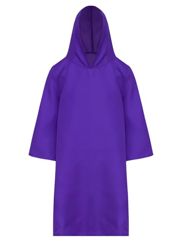 Alvivi Jungen Mädchen Kapuzenumhang Mittelalter Umhang Robe Sensenmann Kostüm Kinder Kapuzen Umhang Cosplay Halloween Karneval Faschingskostüm Lila 146-152 von Alvivi