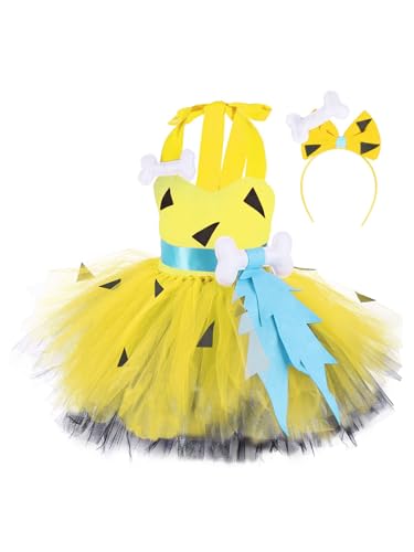 Alvivi Kinder Baby Mädchen Steinzeit Feuerstein Kostüm Prinzessin Tutu Kleid Mit Haarreif Cosplay Halloween Karneval Faschingskostüme B Gelb 110-116 Alvivi Kinder Baby Mädchen Steinzeit Feuerstein Kostüm Prinzessin Tutu Kleid Mit Haarreif Cosplay Halloween Karneval Faschingskostüme B Gelb 110-116 von Alvivi