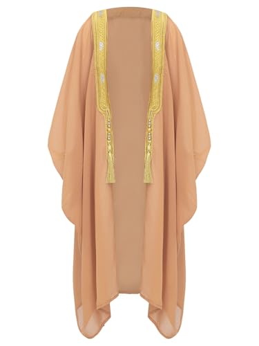 Alvivi Kinder Jungen Arabische Prinz Kostüm Muslimische Robe Umhang Cape Mittlerer Osten Dubai Islamische Arabische Kleidung Hell Orange 146-164 von Alvivi