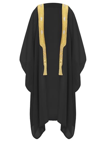 Alvivi Kinder Jungen Arabische Prinz Kostüm Muslimische Robe Umhang Cape Mittlerer Osten Dubai Islamische Arabische Kleidung Schwarz 122-134 von Alvivi