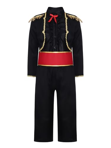 Alvivi Kinder Jungen Spanisches Stierkämpfer Kostüm Langarm Jacke Mantel + Hose Traditionell Spanier Kostüm Halloween Karneval Fasching Schwarz 98-104 Alvivi Kinder Jungen Spanisches Stierkämpfer Kostüm Langarm Jacke Mantel + Hose Traditionell Spanier Kostüm Halloween Karneval Fasching Schwarz 98-104 von Alvivi