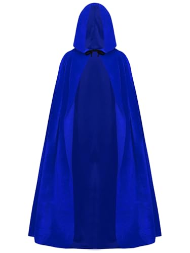 Alvivi Kinder Kapuzen Umhang Jungen Mädchen Weihnachten Kapuzenumhang Mittelalter Umhang Robe Cosplay Halloween Karneval Faschingskostüm Blau 104-116 von Alvivi