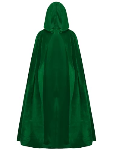 Alvivi Kinder Kapuzen Umhang Jungen Mädchen Weihnachten Kapuzenumhang Mittelalter Umhang Robe Cosplay Halloween Karneval Faschingskostüm Grün 170-182 von Alvivi