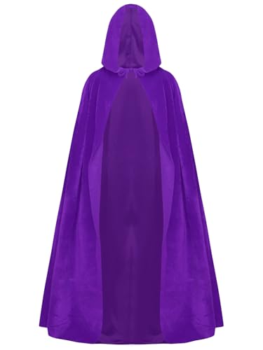 Alvivi Kinder Kapuzen Umhang Jungen Mädchen Weihnachten Kapuzenumhang Mittelalter Umhang Robe Cosplay Halloween Karneval Faschingskostüm Lila 122-134 von Alvivi