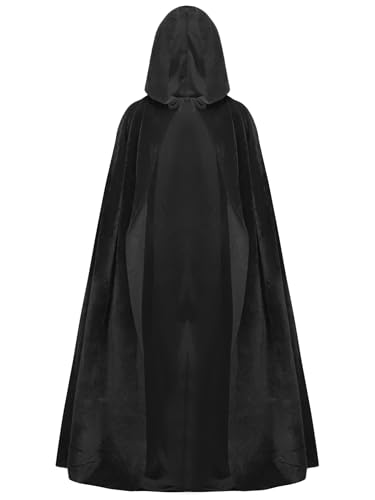 Alvivi Kinder Kapuzen Umhang Jungen Mädchen Weihnachten Kapuzenumhang Mittelalter Umhang Robe Cosplay Halloween Karneval Faschingskostüm Schwarz 122-134 von Alvivi