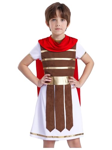 Alvivi Kinder Römische Soldat Kostüm Antike Römische Tunika Kleid mit Umhang Ritter Gladiator Kostüm Halloween Karneval Fasching Tanzkostüm Braun 134-140 Alvivi Kinder Römische Soldat Kostüm Antike Römische Tunika Kleid mit Umhang Ritter Gladiator Kostüm Halloween Karneval Fasching Tanzkostüm Braun 134-140 von Alvivi
